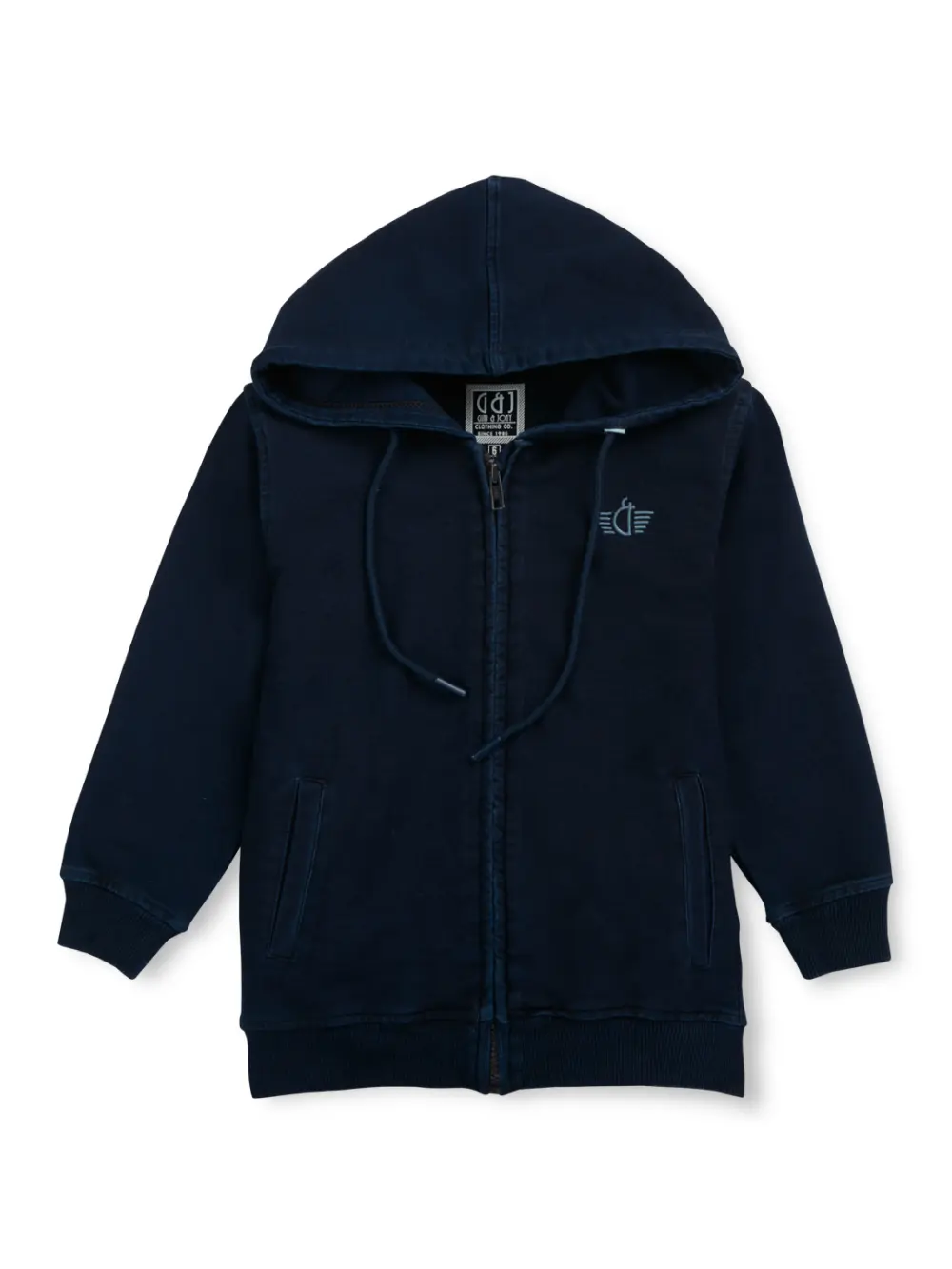 Gini And Jony Boys Navy Logo Print Denim Woven Jacket Full Sleeves