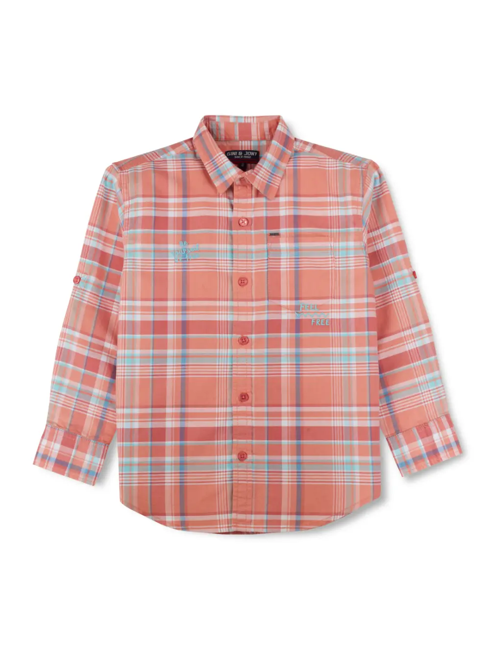 Gini & Jony Baby Boys Regular Fit Checkered Spread Collar Casual Shirt