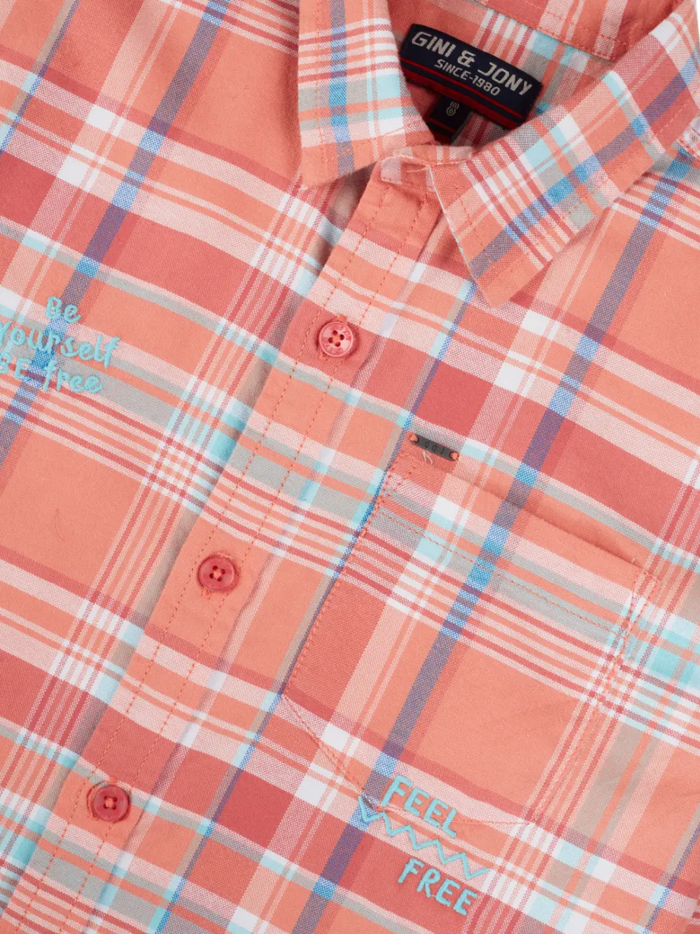 Gini & Jony Baby Boys Regular Fit Checkered Spread Collar Casual Shirt
