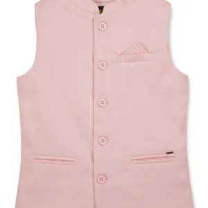 Boys Pink Solid Cotton Modi Jacket
