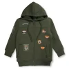 Gini And Jony Boys Olive Graphic Print Cotton Knits Jacket Full Sleeves