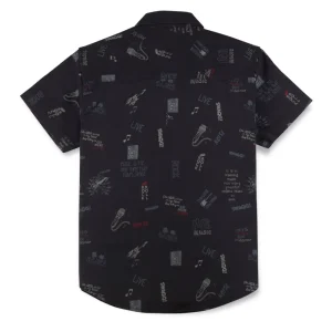 Gini And Jony Boys Black Conversational Print Cotton Shirt Half Sleeves