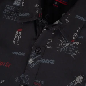 Gini And Jony Boys Black Conversational Print Cotton Shirt Half Sleeves