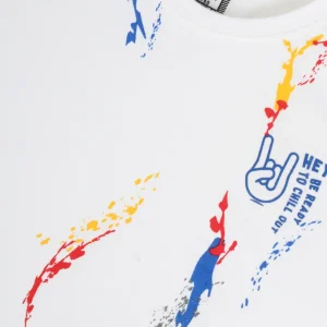Gini And Jony Boys White Abstract Cotton T-Shirt Half Sleeves