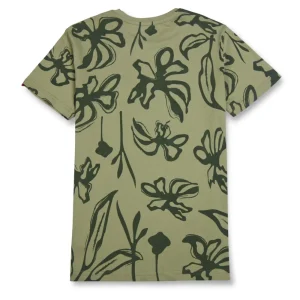 Gini And Jony Boys Olive Tropical Print Cotton T-Shirt Half Sleeves