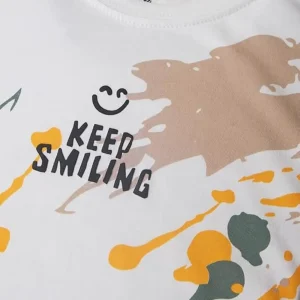 Gini And Jony Boys White Printed Cotton Half Sleeves T-Shirt