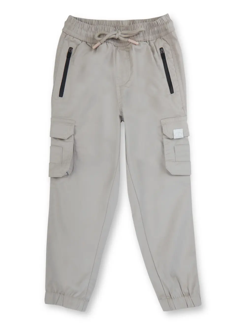Boys Grey Solid Cotton Fixed Waist Trouser