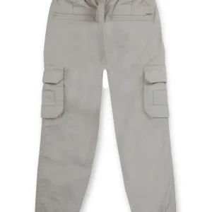 Boys Grey Solid Cotton Fixed Waist Trouser