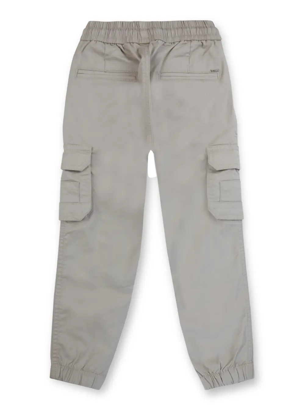 Boys Grey Solid Cotton Fixed Waist Trouser