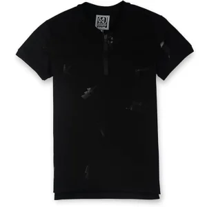 Gini & Jony Boys Black Textured Cotton Half Sleeves T-Shirt