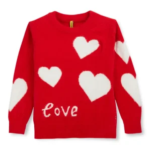 Gini And Jony Girls Red Printed Woven Sweater Full Sleeves 11-12 Years