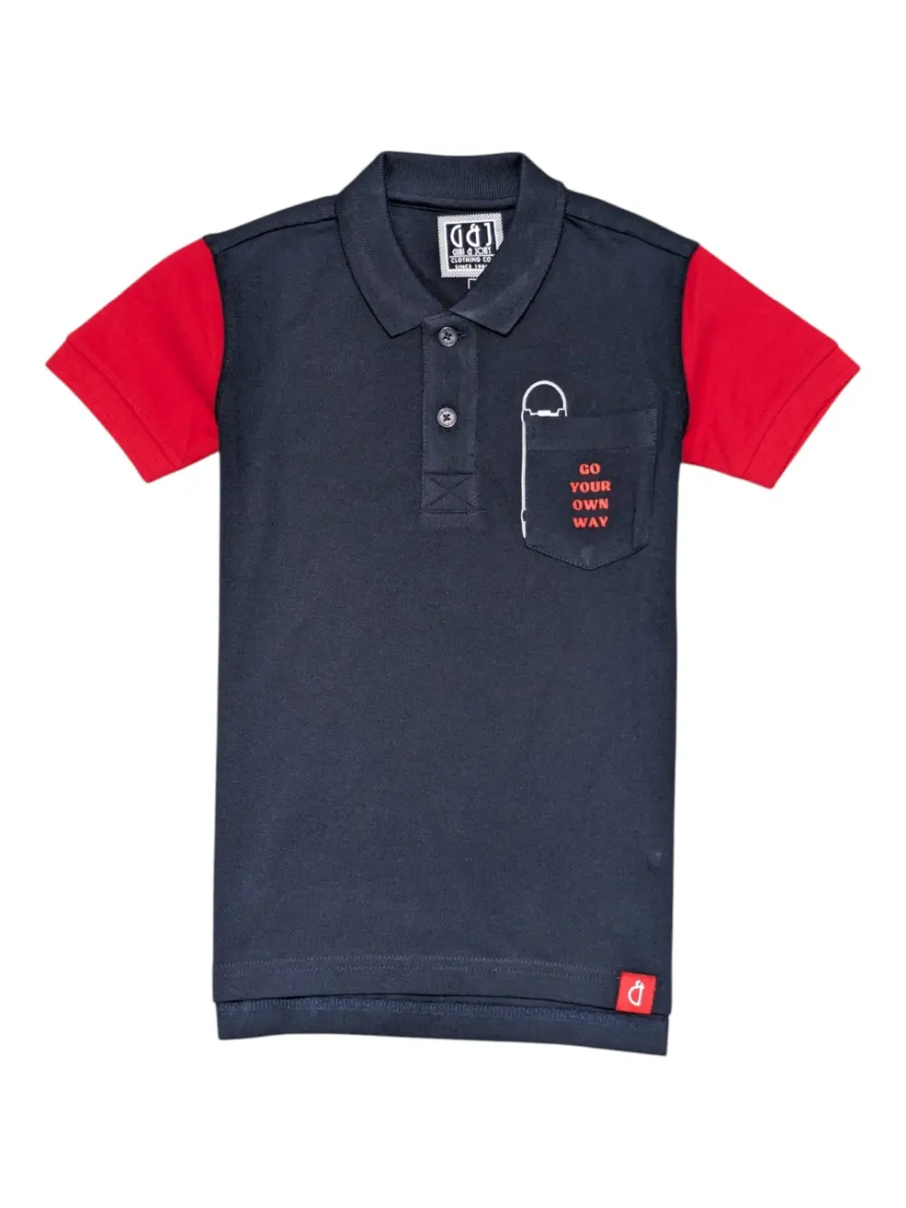 Gini And Jony Boys Navy Blue Colorblock Cotton Half Sleeves Polo T-Shirt