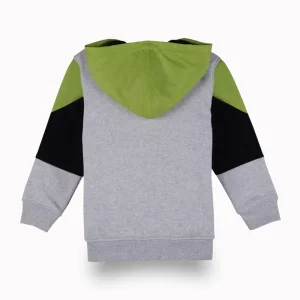 Gini And Jony Boys Grey Color Block Cotton Knits Jacket Full Sleeves