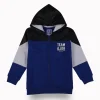 Gini And Jony Boys Blue Color Block Cotton Knits Jacket Full Sleeves
