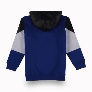 Gini And Jony Boys Blue Color Block Cotton Knits Jacket Full Sleeves