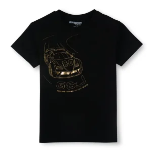Gini & Jony Boys Black Printed Cotton Half Sleeves T-Shirt