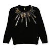 Gini And Jony Girls Black Embellished Woven Sweater Full Sleeves 4-5 Years
