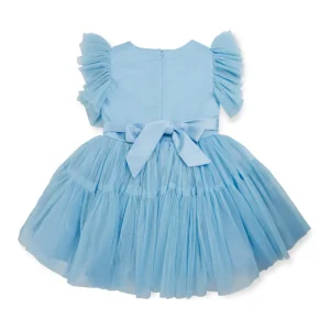 Gini And Jony Girls Blue Applique Net Dress Half Sleeves