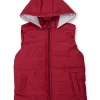 Gini And Jony Girls Red Solid Taffeta Heavy Winter Jacket Sleeveless 9-10 Years