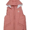 Gini And Jony Girls Peach Typographic Print Taffeta Heavy Winter Jacket Sleeveless 13-14Y