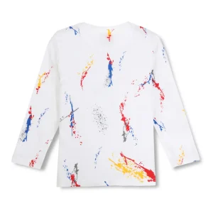 Gini And Jony Boys White Abstract Print Cotton T-Shirt Full Sleeves
