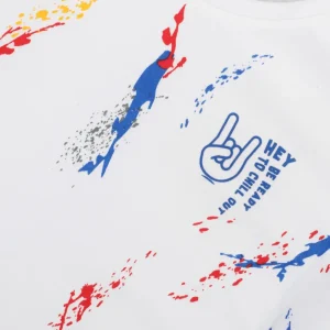 Gini And Jony Boys White Abstract Print Cotton T-Shirt Full Sleeves