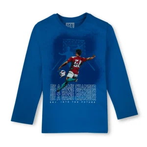 Gini And Jony Boys Blue Graphic Print T-Shirt Full Sleeves