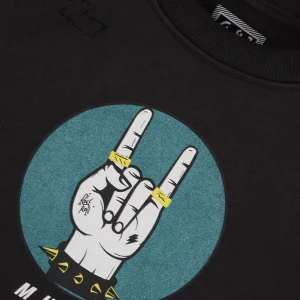Gini And Jony Boys Black Graphic Print Cotton Sweat Shirt Full Sleeves