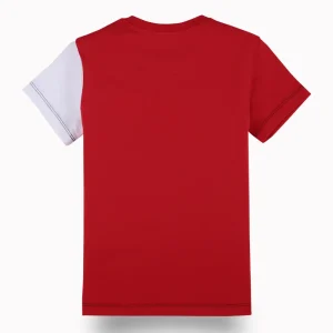 Gini And Jony Boys Red Color Block Cotton T-Shirt Half Sleeves