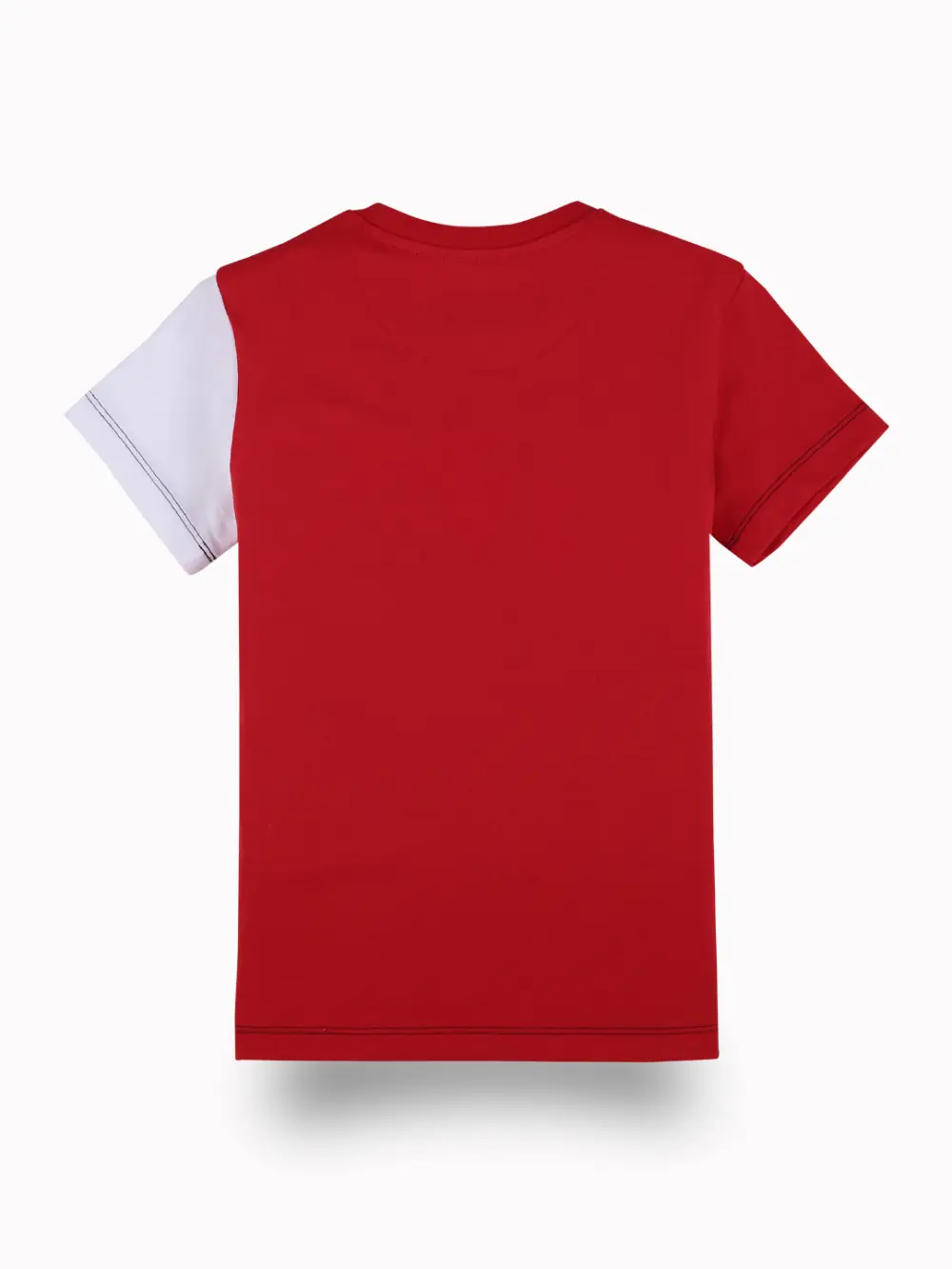 Gini And Jony Boys Red Color Block Cotton T-Shirt Half Sleeves