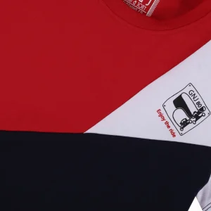 Gini And Jony Boys Red Color Block Cotton T-Shirt Half Sleeves