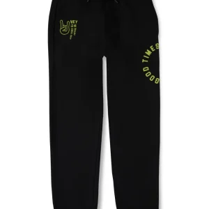 Gini And Jony Boys Black Printed Cotton Track Pant Elasticated