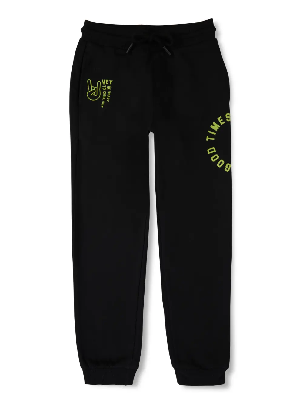 Gini And Jony Boys Black Printed Cotton Track Pant Elasticated