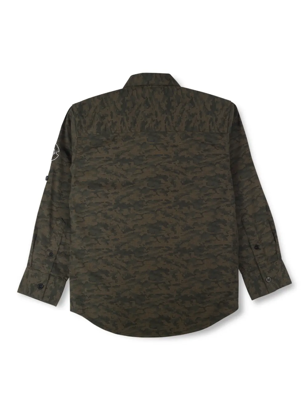 Gini And Jony Boys Green Camouflage Cotton Shirt Full Sleeves