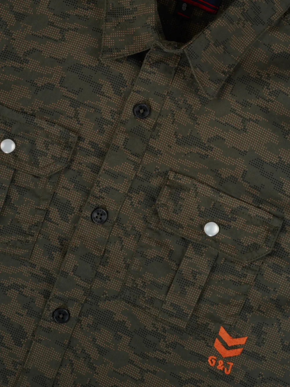 Gini And Jony Boys Green Camouflage Cotton Shirt Full Sleeves