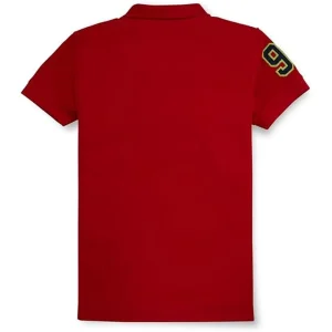 Gini And Jony Boys Red Solid Cotton Half Sleeves Polo T-Shirt