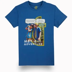 Gini And Jony Boys Blue Digital Print Cotton T-Shirt Half Sleeves