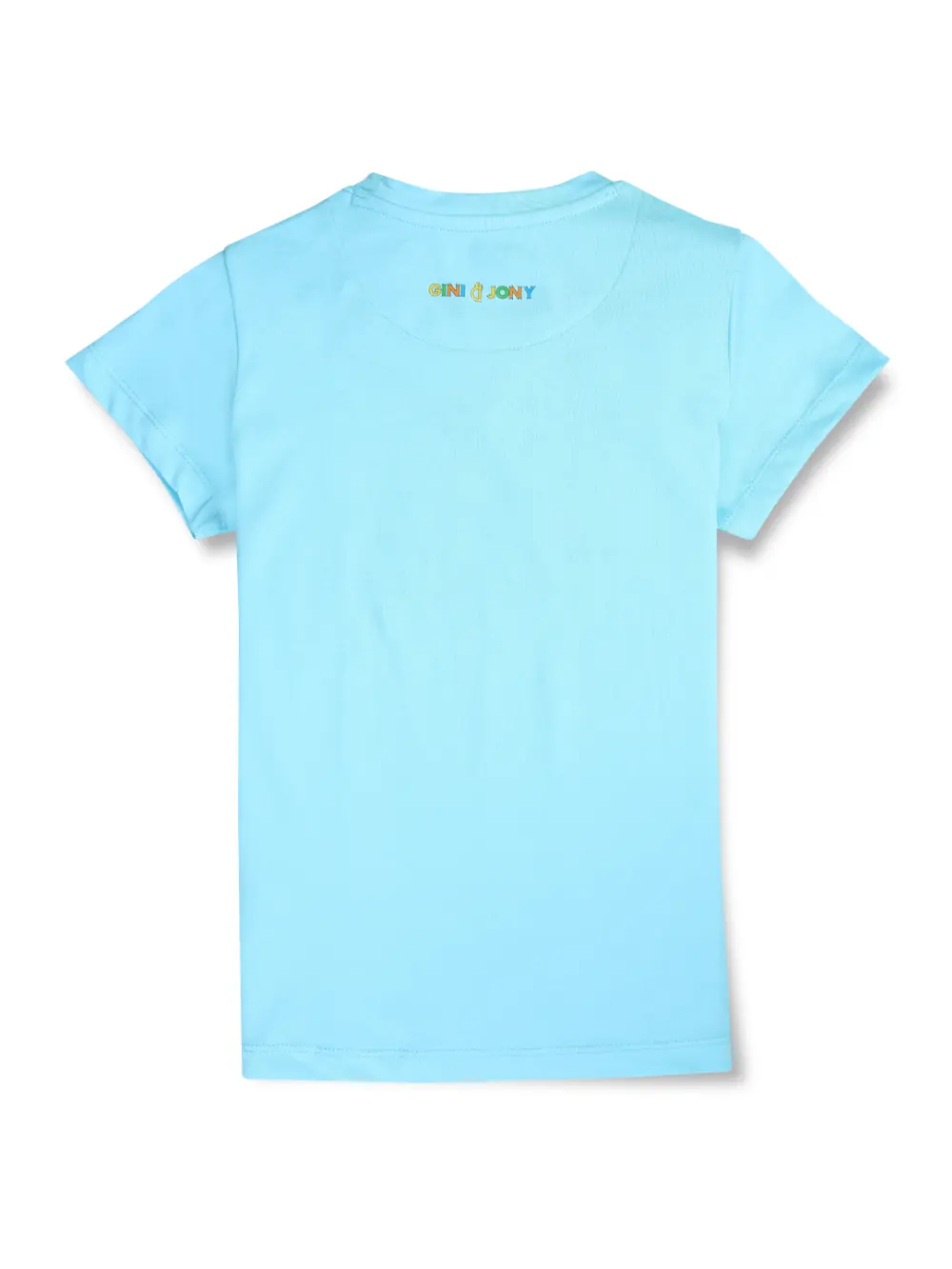 Gini And Jony Girls Blue Digital Print Cotton Half Sleeves Knits Top