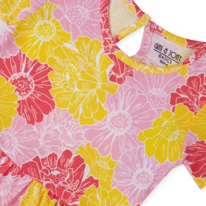 Gini And Jony Girls Pink Floral Print Cotton Dress Half Sleeves