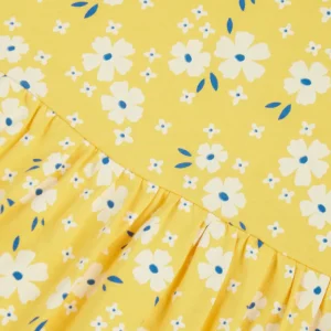 Gini And Jony Girls Yellow Floral Print Cotton Dress Half Sleeves