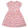 Gini And Jony Girls Pink Tropical Print Cotton Dress Half Sleeves