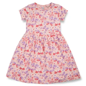 Gini And Jony Girls Pink Tropical Print Cotton Dress Half Sleeves