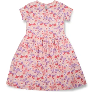 Gini And Jony Girls Pink Tropical Print Cotton Dress Half Sleeves