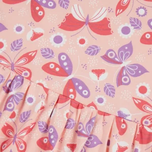 Gini And Jony Girls Pink Tropical Print Cotton Dress Half Sleeves