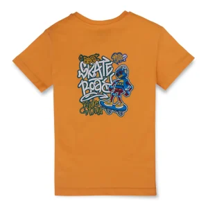 Gini And Jony Boys Orange Graphic Print Cotton T-Shirt Half Sleeves