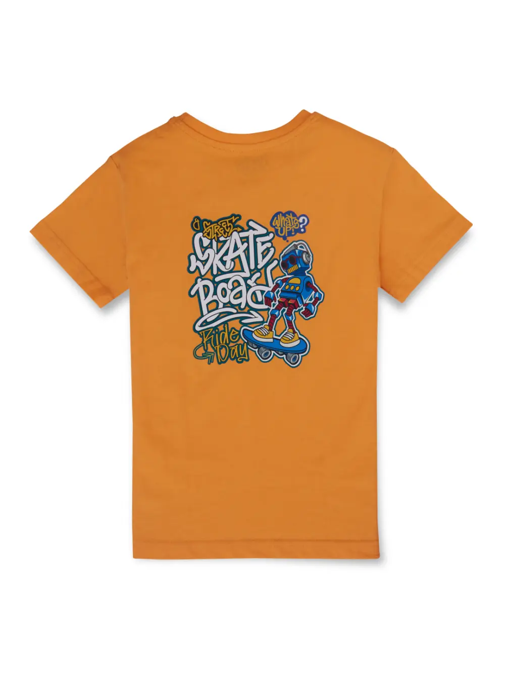Gini And Jony Boys Orange Graphic Print Cotton T-Shirt Half Sleeves