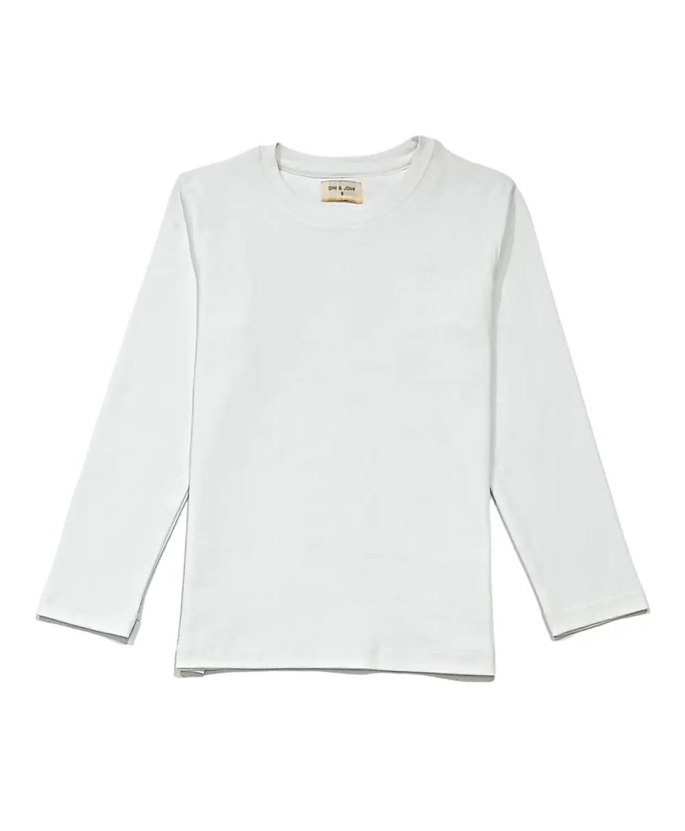 Gini And Jony Girls White Solid Cotton Knits Top Half Sleeves 3-4 Years