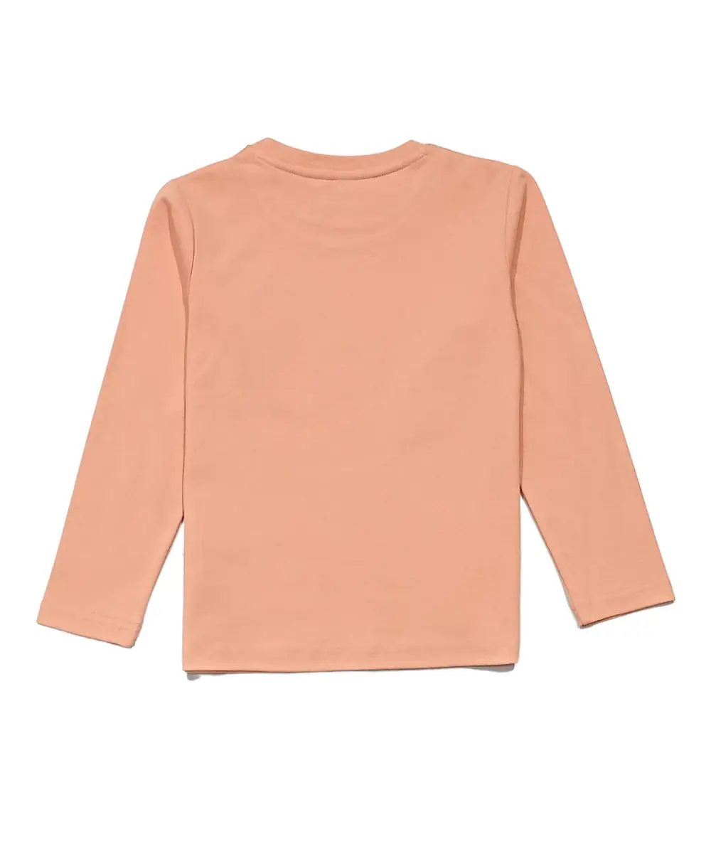 Gini And Jony Girls Peach Solid Cotton Knits Top Half Sleeves 3-4 Years