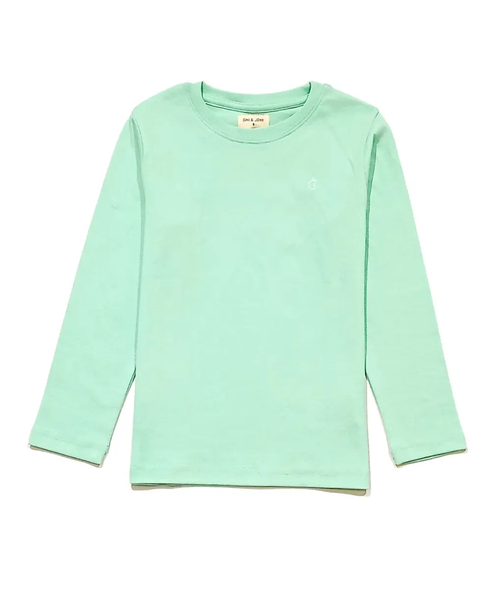 Gini And Jony Girls Green Solid Cotton Knits Top Half Sleeves 3-4 Years