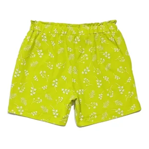 Gini And Jony Girls Green Floral Print Cotton Shorts Elasticated